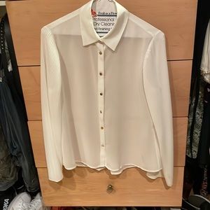 Zara sheer white blouse with gold buttons new XS